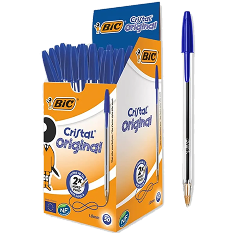Lot de 50 stylos à bille Cristal original Bleu